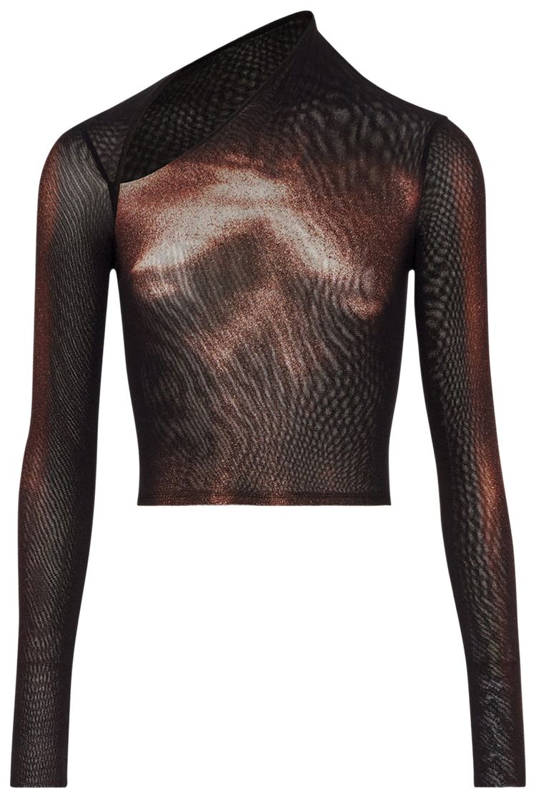Jean Paul Gaultier Mesh Long Sleeve Body Dust Crew Neck Top BlackBrown