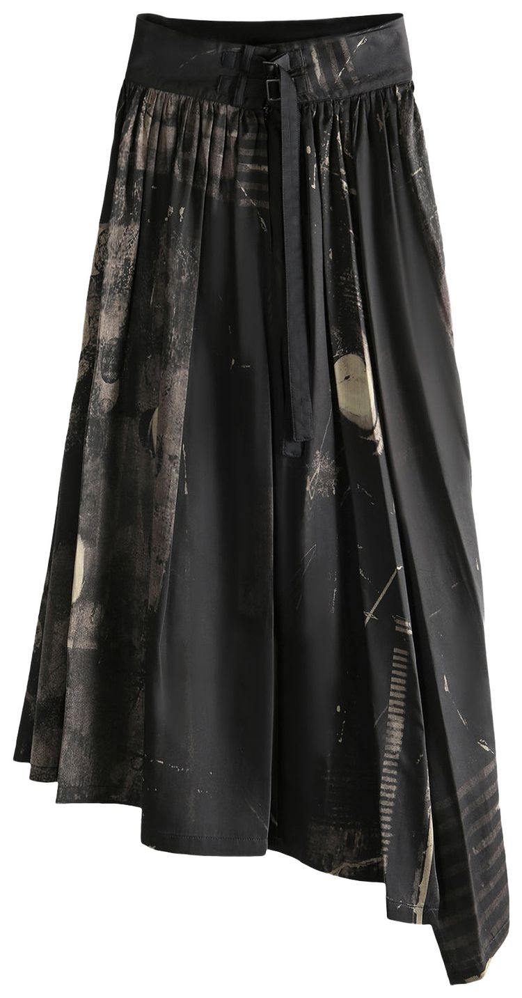 Ys I Asymmetrical Gathered Skirt Black