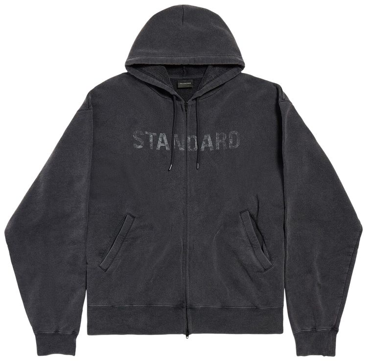 Balenciaga Oversized Zip Up Faded Washed Black