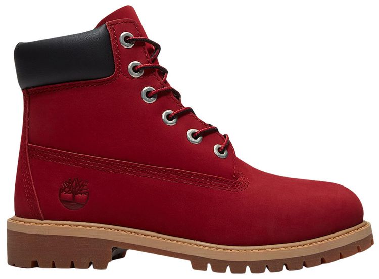 Timberland 6 Inch Premium Waterproof Boot Youth Red Nubuck Black
