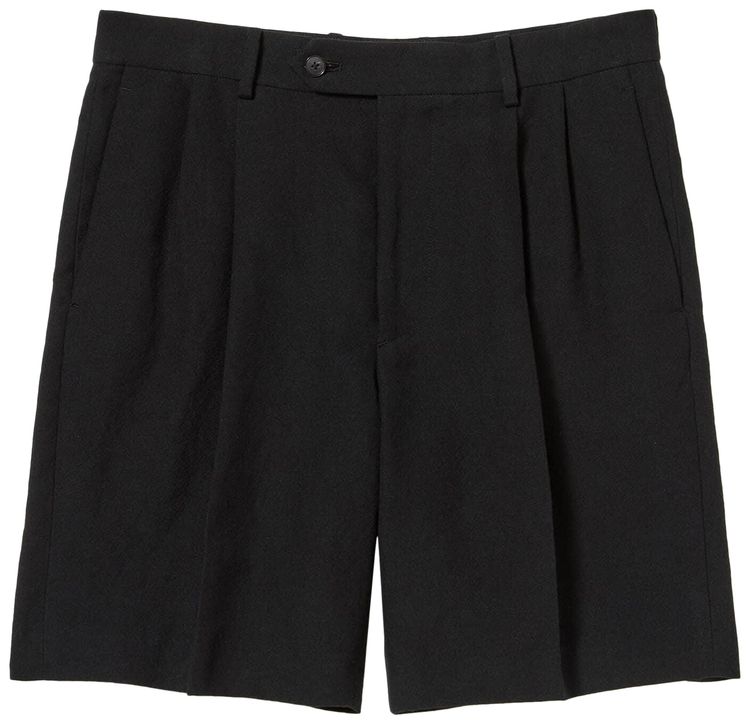 Auralee Wool Cotton Linen OX Shorts Black