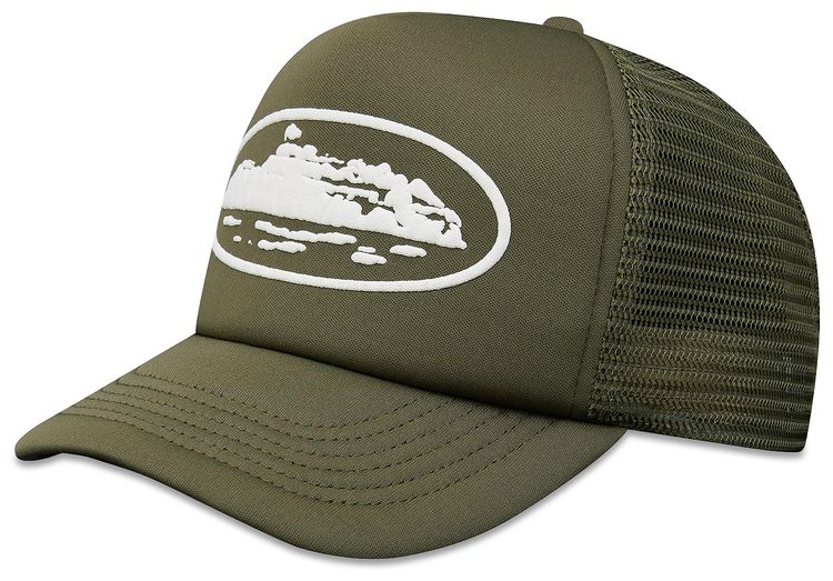 Corteiz Island Puff Print Trucker Hat Olive