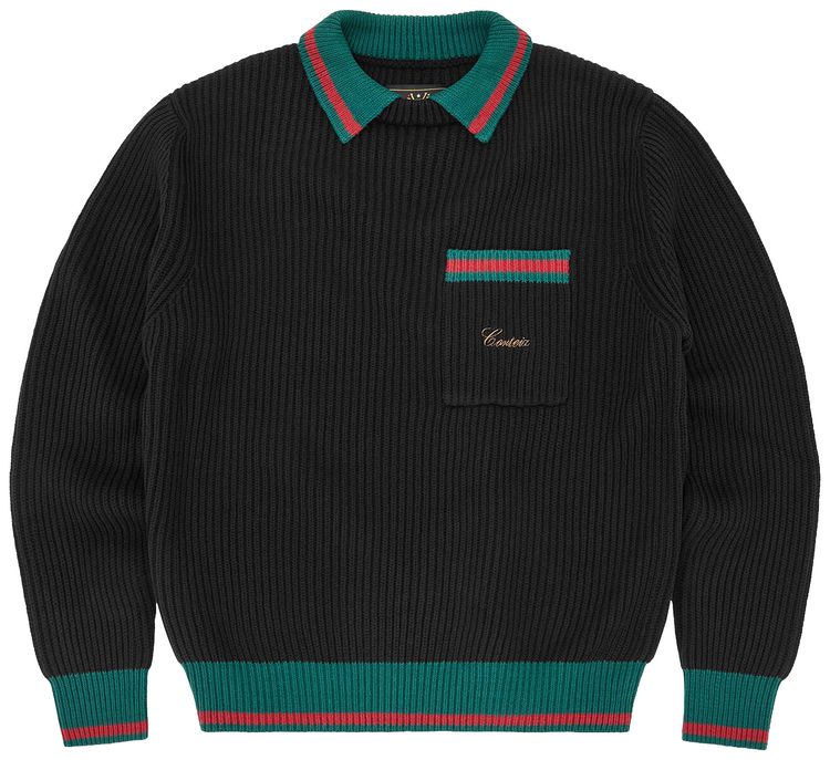 Corteiz Gianni Knit Polo Sweater Black
