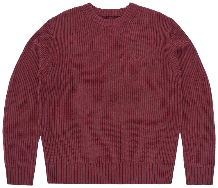 Corteiz Crochet Applique Knit Crew Burgundy