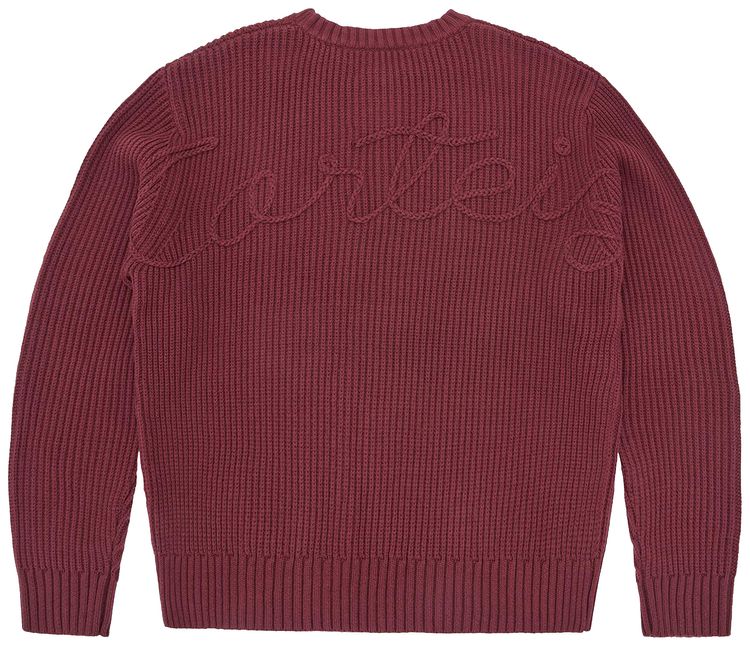 Corteiz Crochet Applique Knit Crew Burgundy