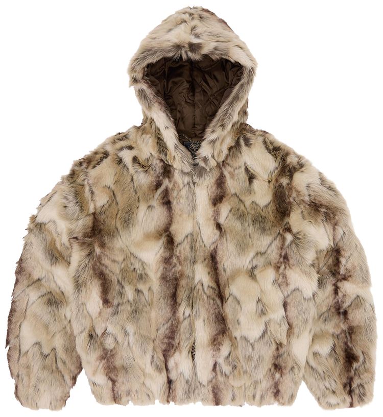 Corteiz Pelt Hooded Fur Jacket Fawn