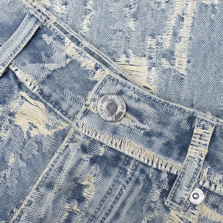 PURPLE BRAND Bead Splatter Destroy Light Indigo