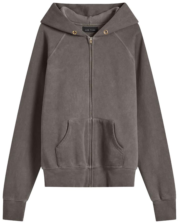 Les Tien Heavyweight Raglan Zip Hoodie Grease Oil