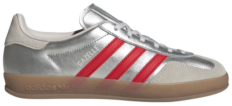 adidas Wmns Gazelle Indoor Silver Metallic Better Scarlet Grey