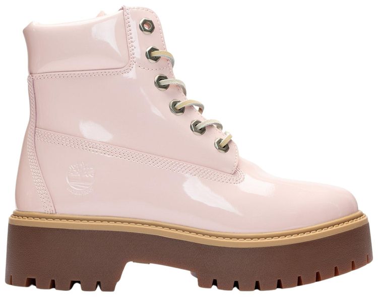Timberland Wmns 6 Inch Stone Street Waterproof Boot Patent Leather   Light Pink