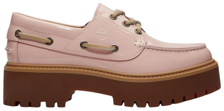 Timberland Wmns Stone Street Platform Boat Shoe Patent Leather   Light Pink