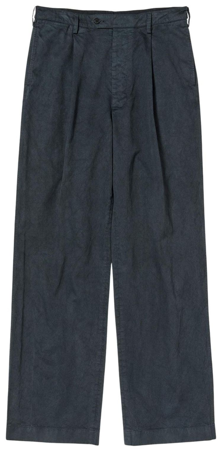 Auralee Finx Light Chino One Tuck Wide Pants Black
