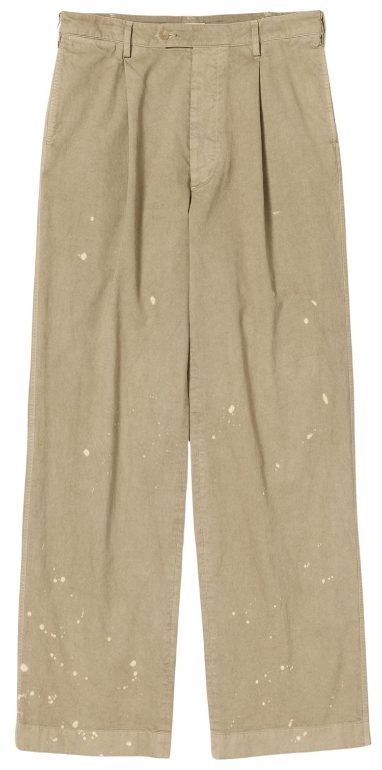 Auralee Finx Light Chino One Tuck Wide Pants Beige