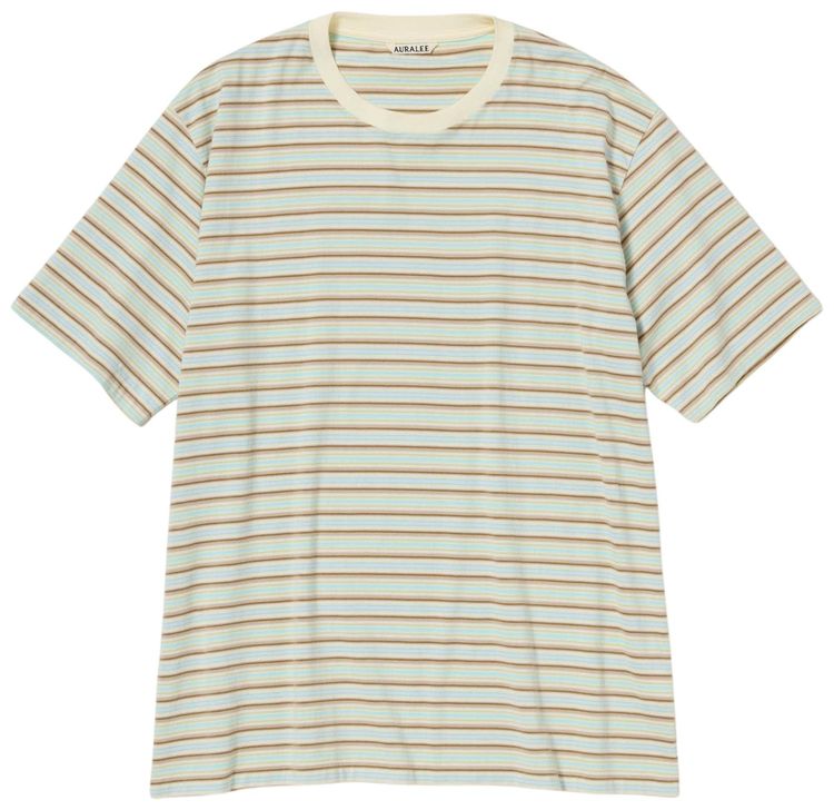 Auralee Gradient Stripe Jersey Tee Fade Mint Stripe
