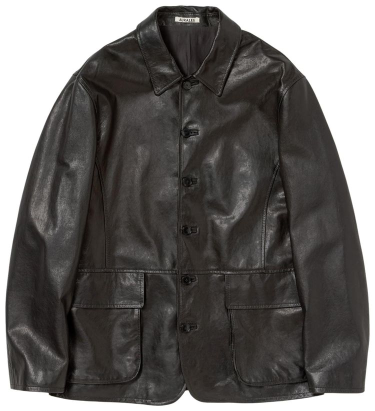 Auralee Textured Lamb Leather Blouson Black