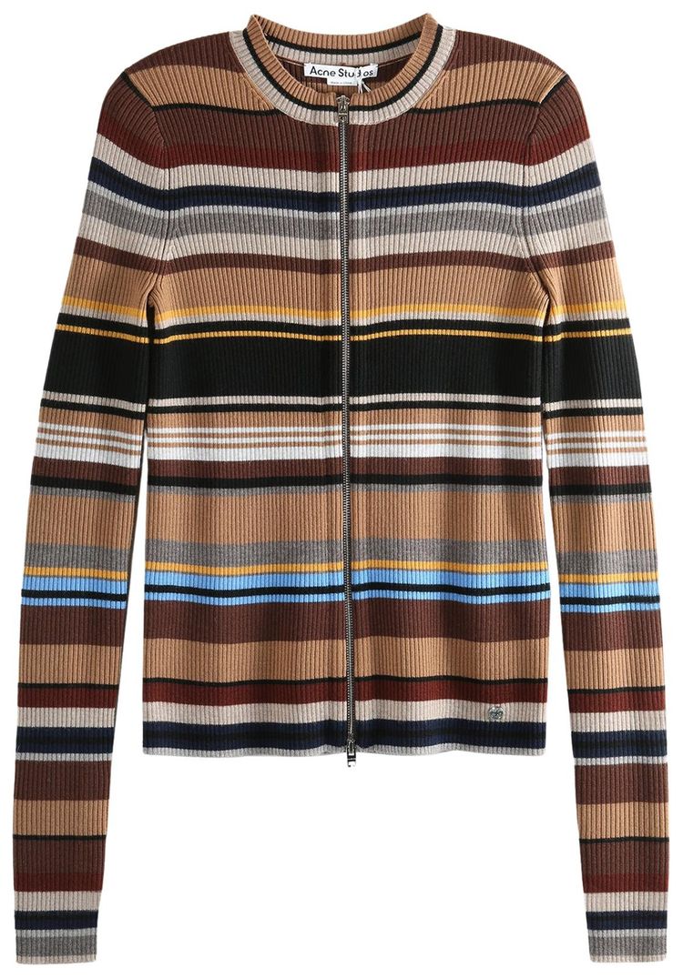 Acne Studios Crew Neck Cardigan Multi Brown