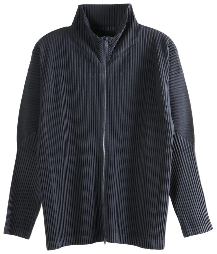 Homme Plisse Issey Miyake Basics Zip Up Cardigan Navy
