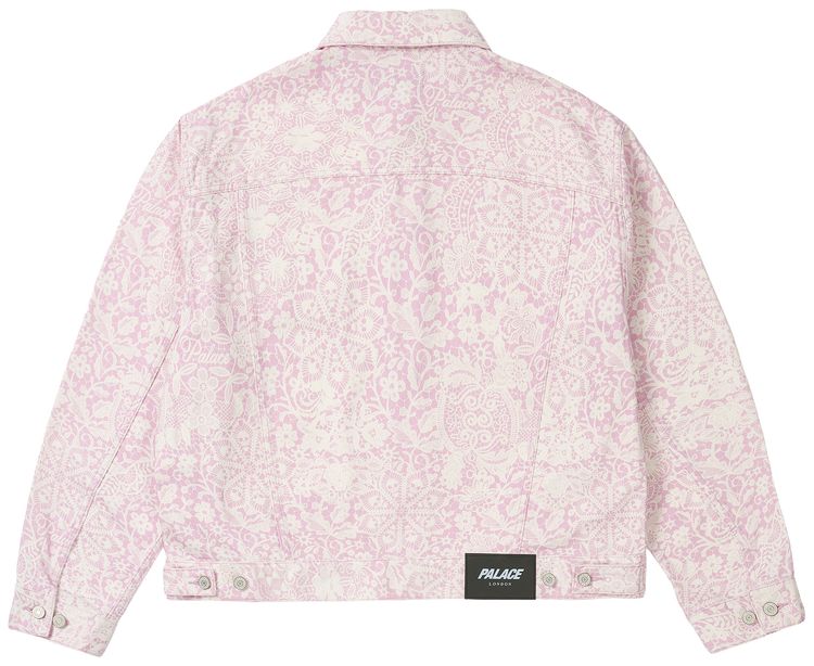 Palace Lace Bleached Denim Jacket Pink Denim