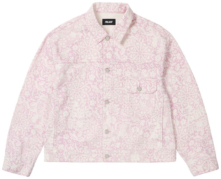 Palace Lace Bleached Denim Jacket Pink Denim
