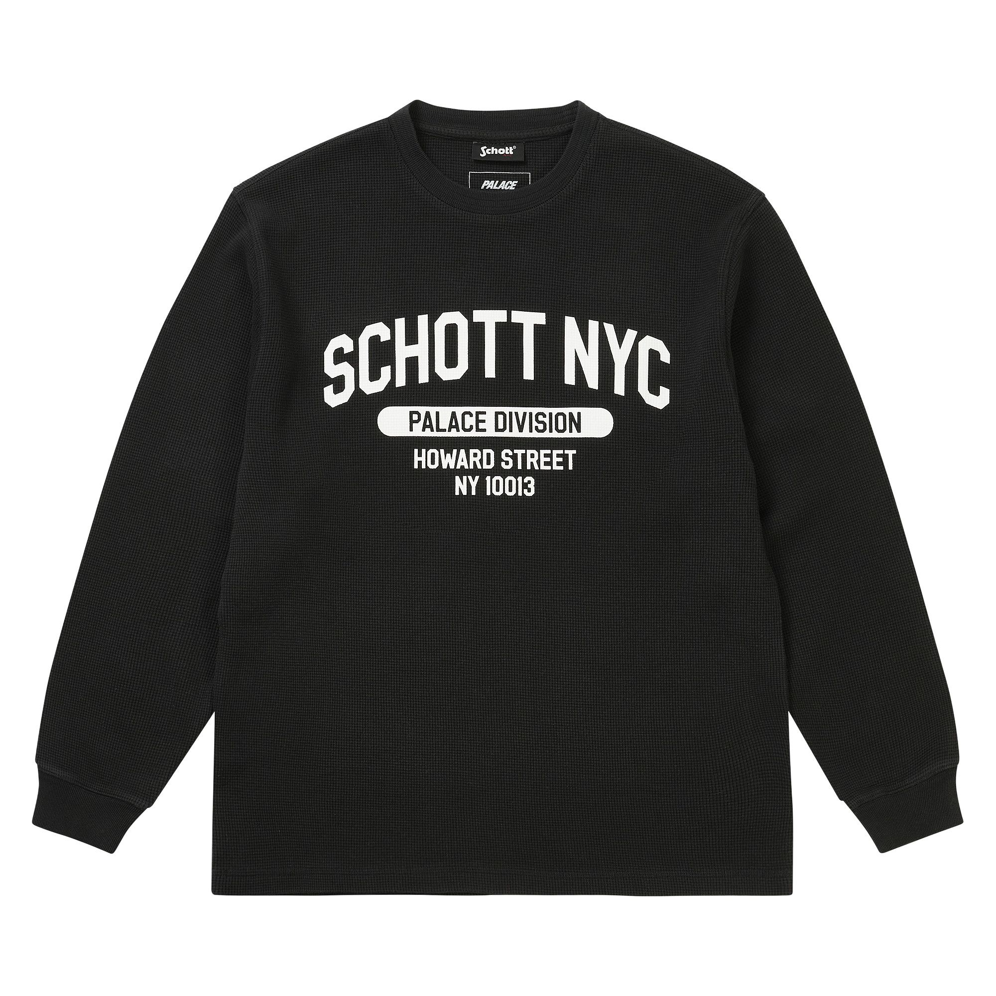 Buy Palace x Schott Waffle Long-Sleeve 'Black' - P30ES247 | GOAT