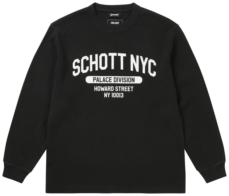 Palace x Schott Waffle Long Sleeve Black
