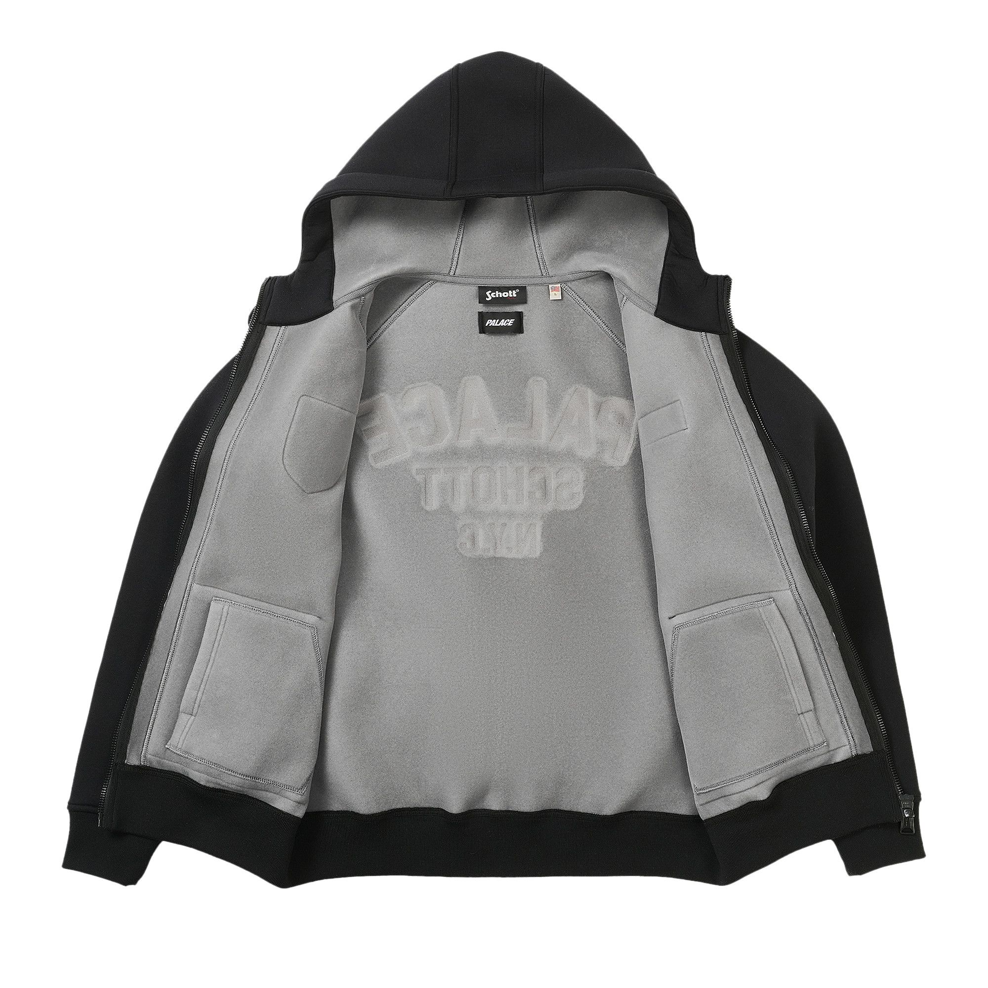 Buy Palace x Schott Bonded Fleece Hood 'Black' - P30HD064 | GOAT
