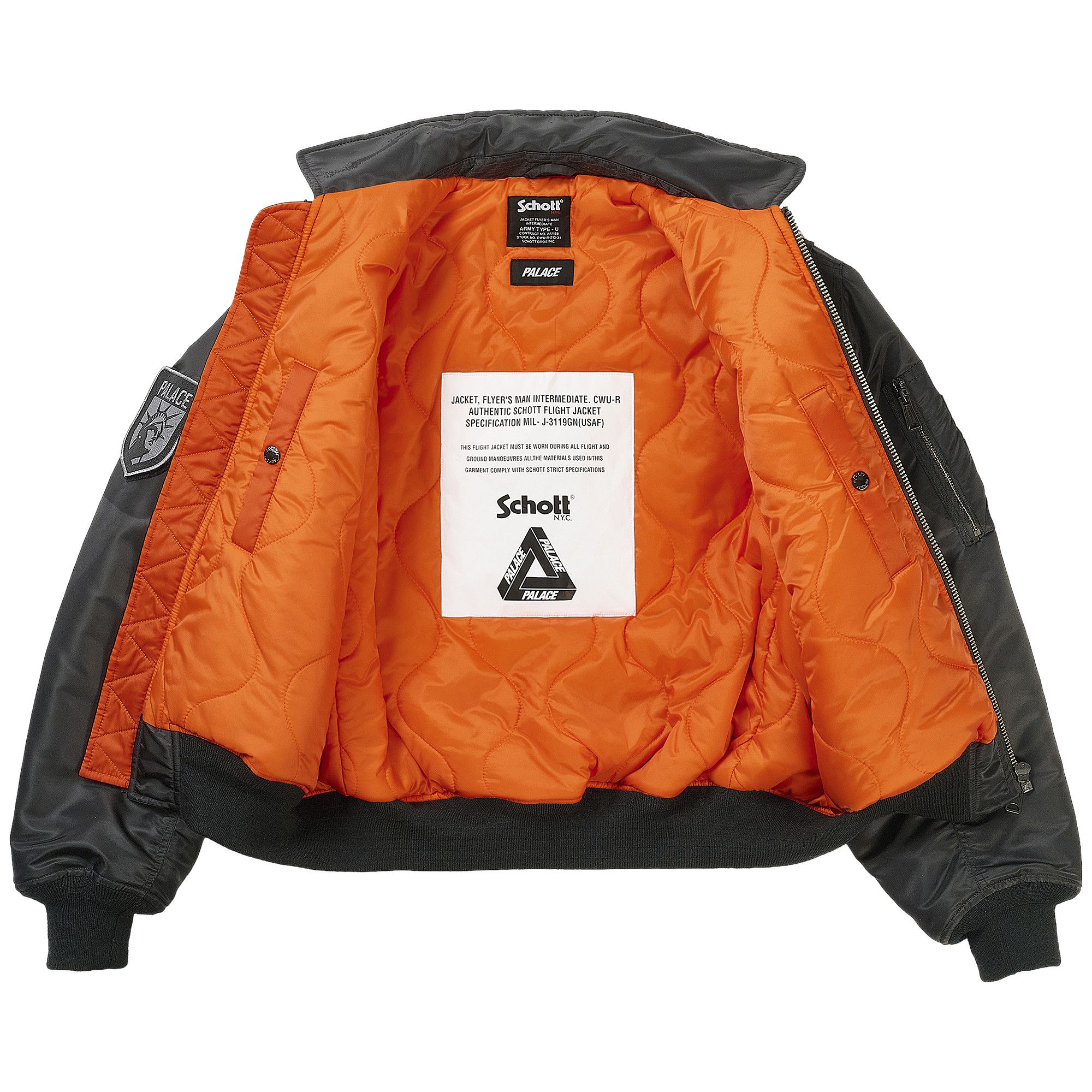 PALACE Schott CWU 90's Fit Jacket Lサイズ L PALACE Schott CWU 90's Fit Bomber Jacket Black パレス ショット