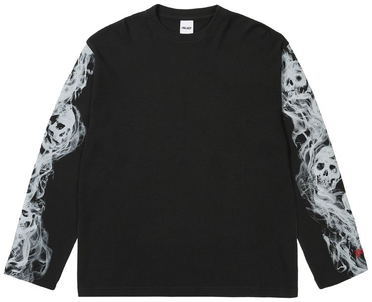 Palace Smoked Waffle Long Sleeve Black