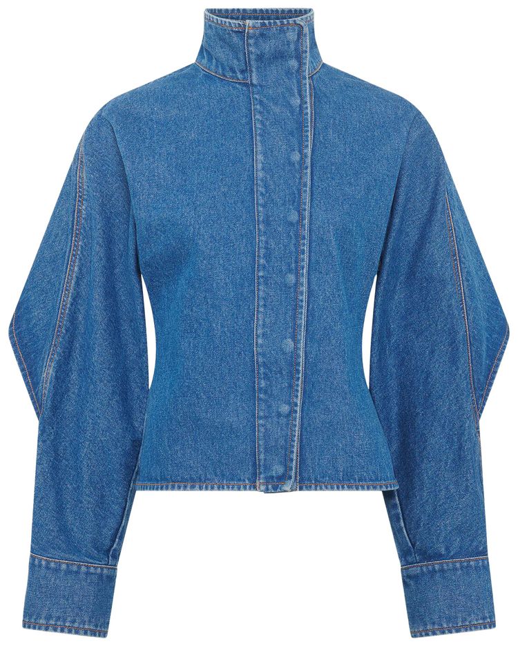 Marine Serre Moon Laser Wash Denim Long Sleeve Shirt Blue