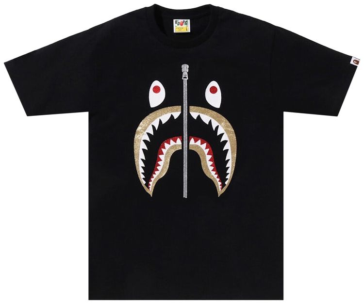 BAPE Glitter Shark Tee Black