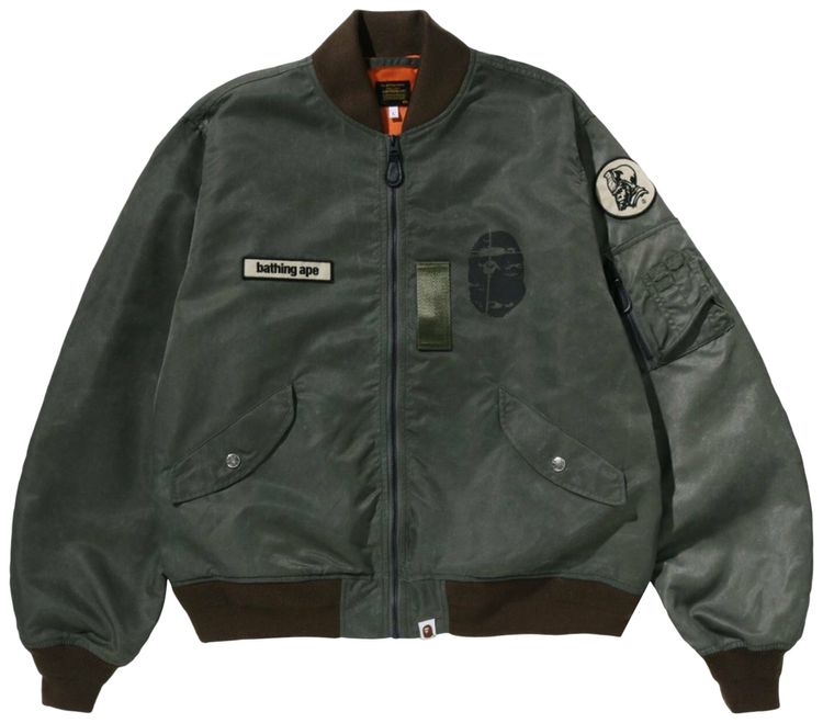 BAPE Multi Patch Bomber Jacket Olive Drab