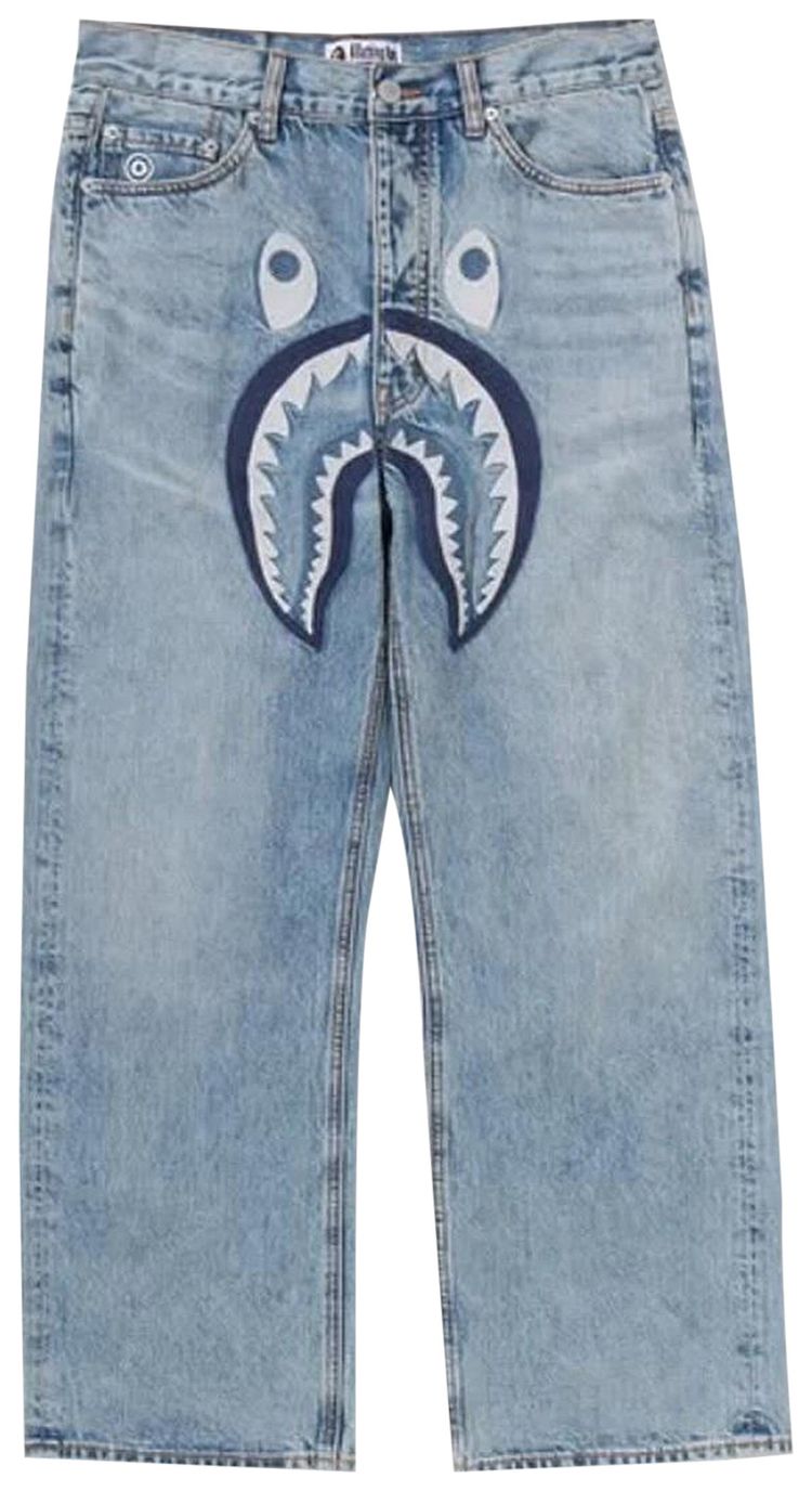 BAPE Shark Relaxed Fit Denim Pants Blue
