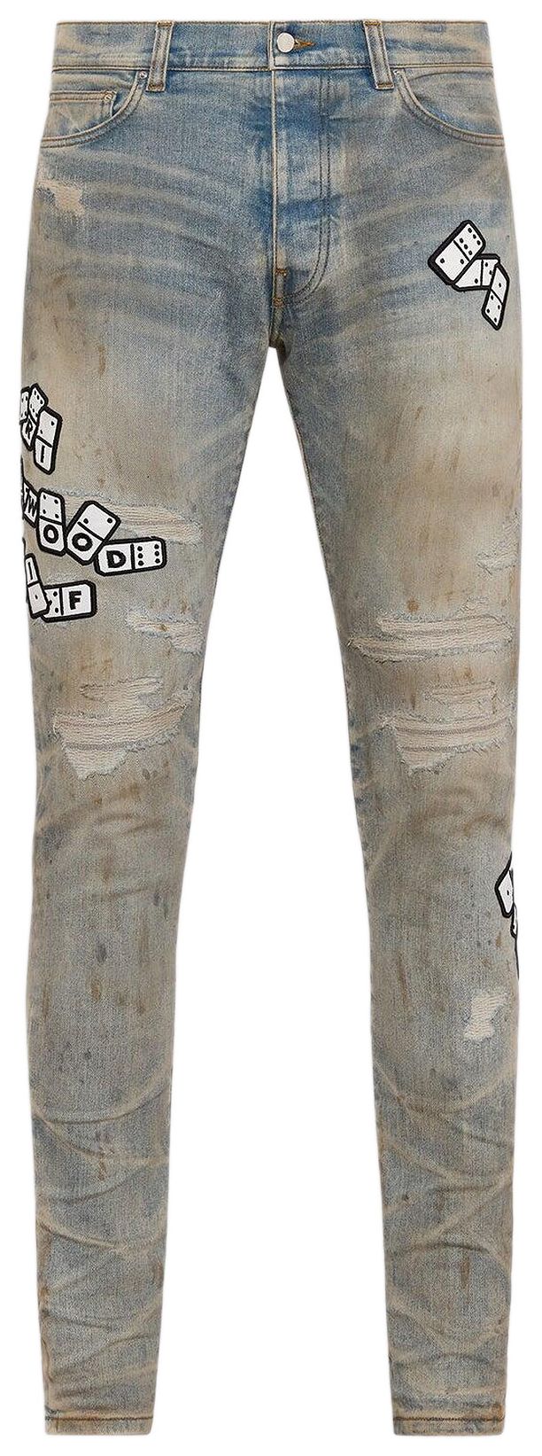 Amiri Domino Applique Skinny Jean Perfect Antique Indigo