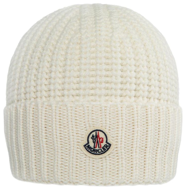 Moncler Logo Beanie White