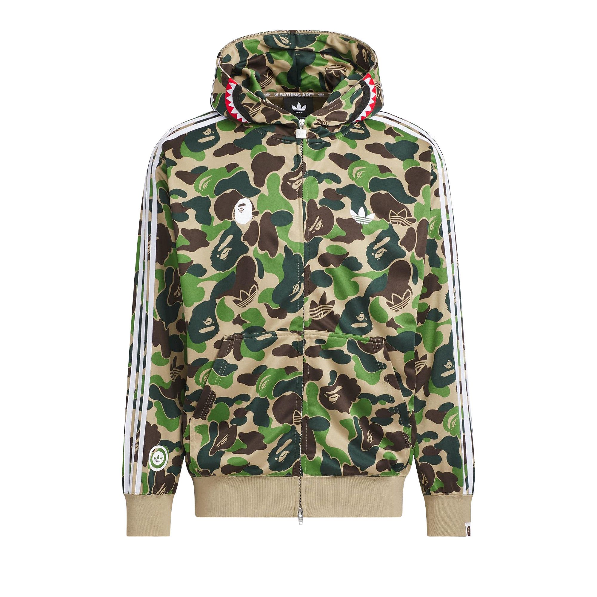 adidas SHARK TRACK HOODIE BAPE クルーグリーン Adidas x BAPE Shark Track Hoodie - Crew Green – Feature