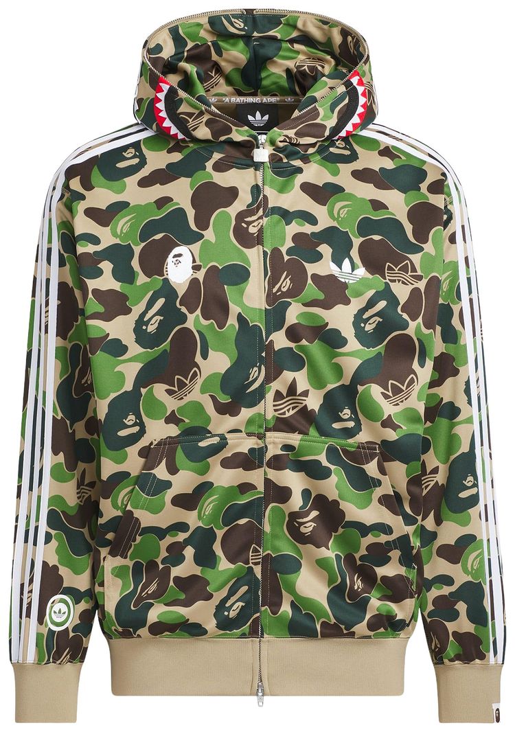 Adidas x BAPE Shark Track Hoodie Jacket Crew Green