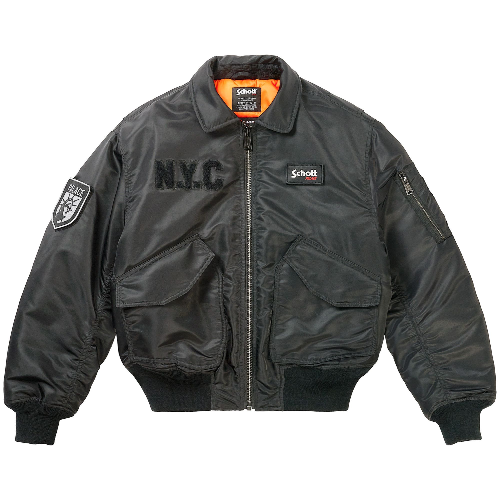 Buy Palace x Schott Cwu 90's Fit Bomber Jacket 'Black' - P30JK202