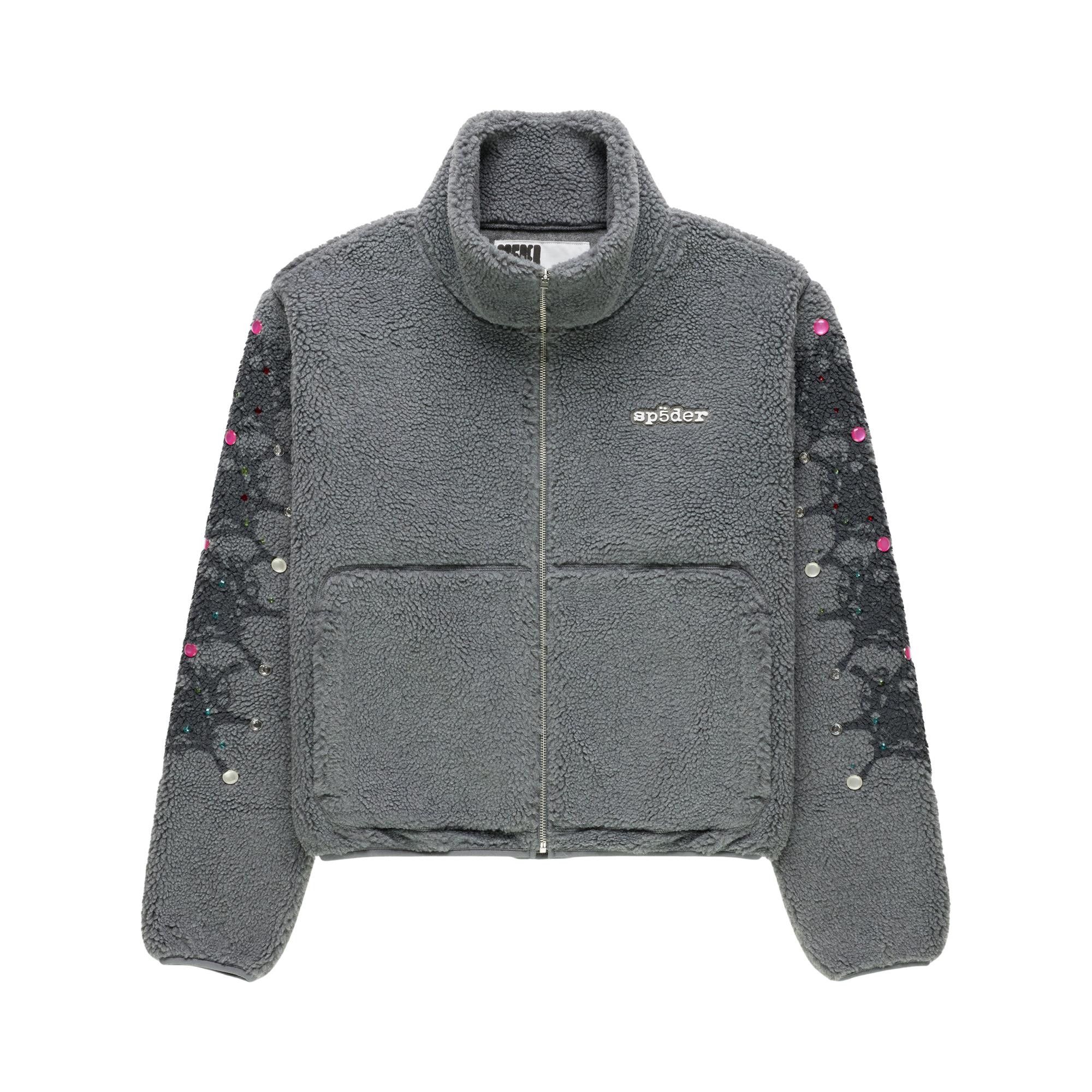 Buy Sp5der Webstone Teddy Fleece Zip Up 'Slate Grey