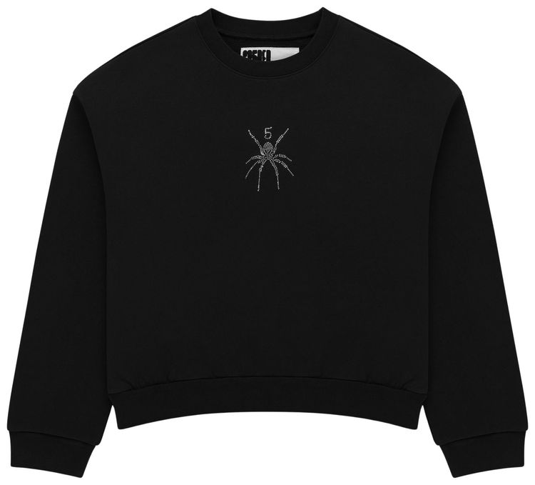 Sp5der Rhinestone Tm Crewneck Black