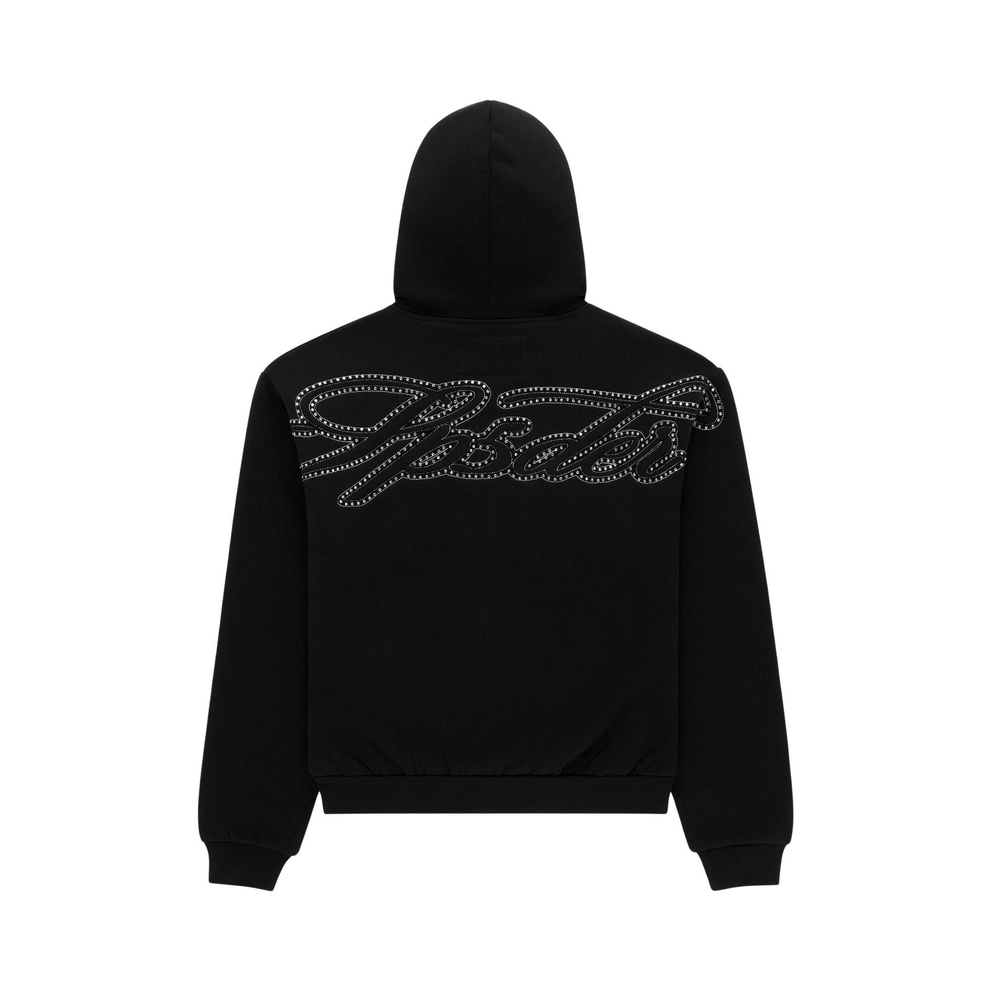 Buy Sp5der Rhinestone Script Full Zip Hoodie 'Black