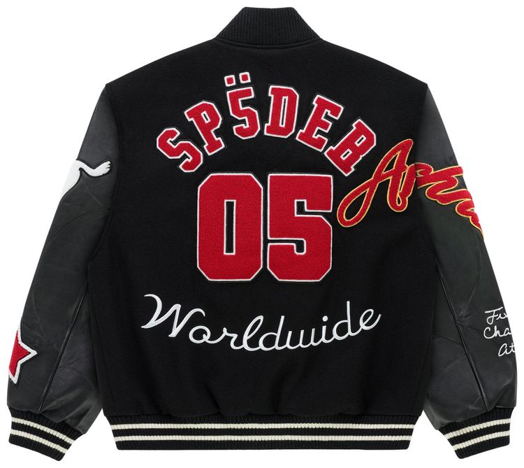 Sp5der Cuntry Varsity Jacket Black