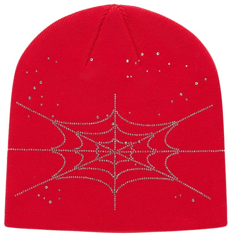 Sp5der Rhinestone Silk Skully Red