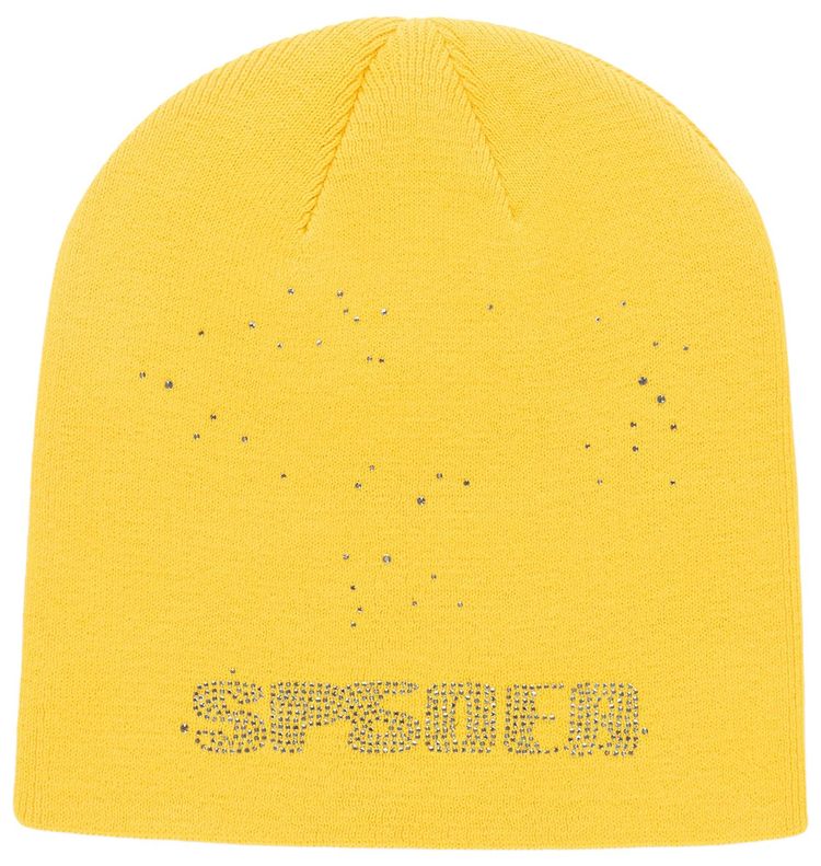 Sp5der Rhinestone Silk Skully Yellow