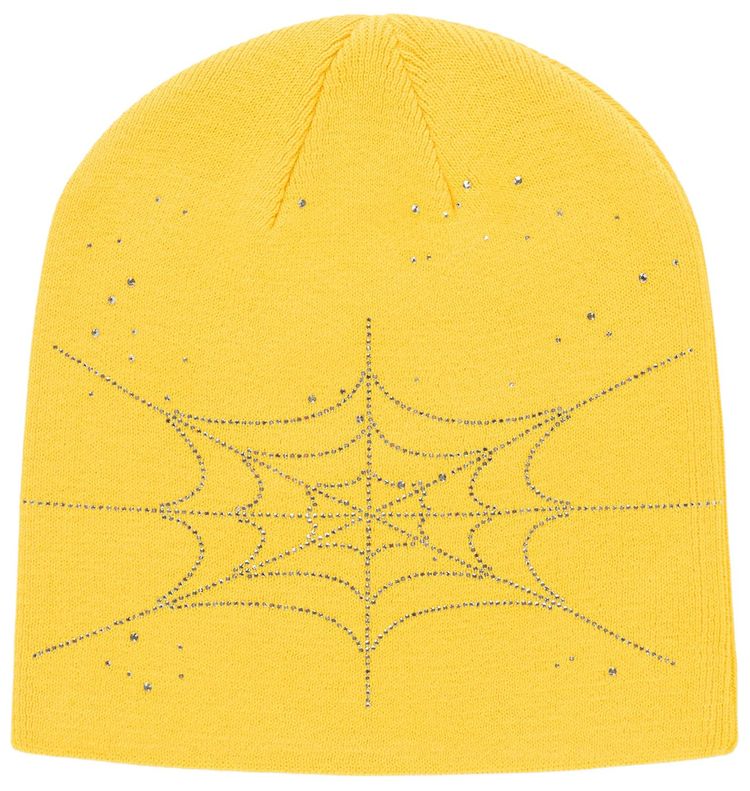 Sp5der Rhinestone Silk Skully Yellow