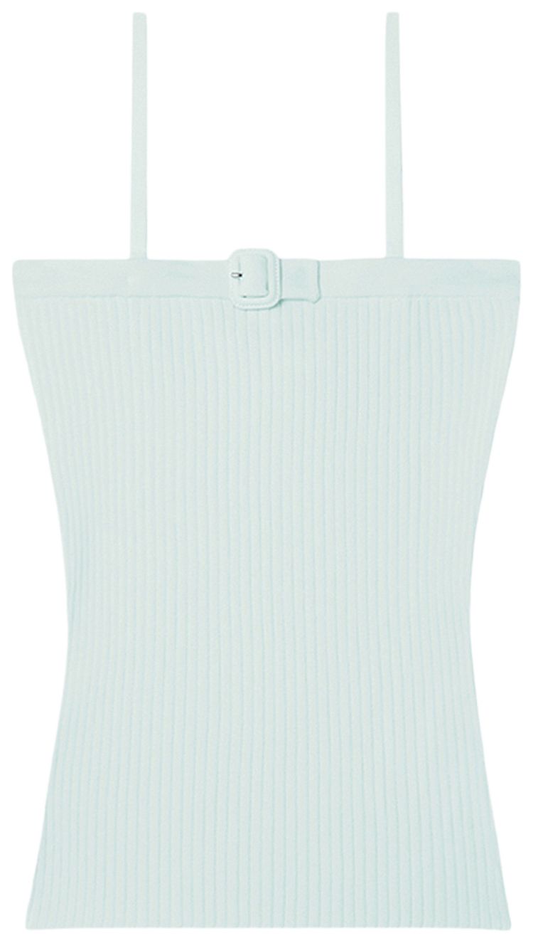 Courreges Buckle Rib Knit Top Light Mint