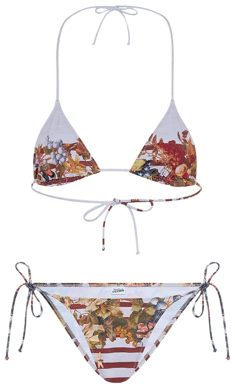Jean Paul Gaultier Bikini Set Printed Mariniere Grape Light BlueMulticolor