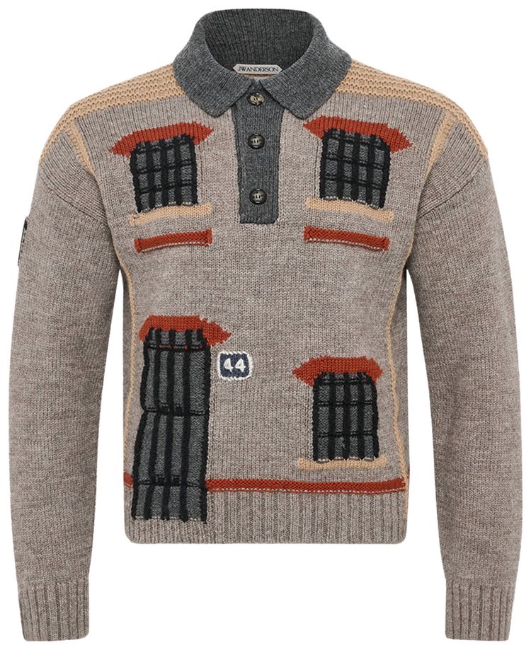 JW Anderson House Polo Jumper Beige Melange