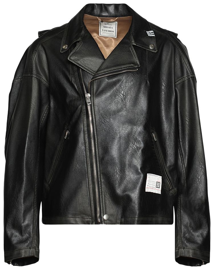 Maison Mihara Yasuhiro Back Vest Leather Jacket Black