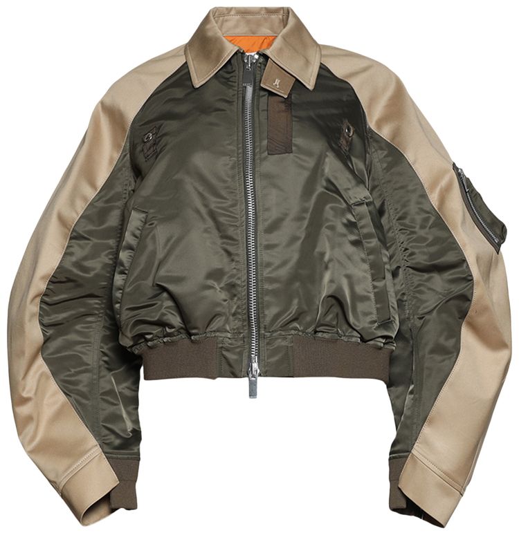 Sacai Cotton Chino x Nylon Twill Blouson Dark KhakiBeige
