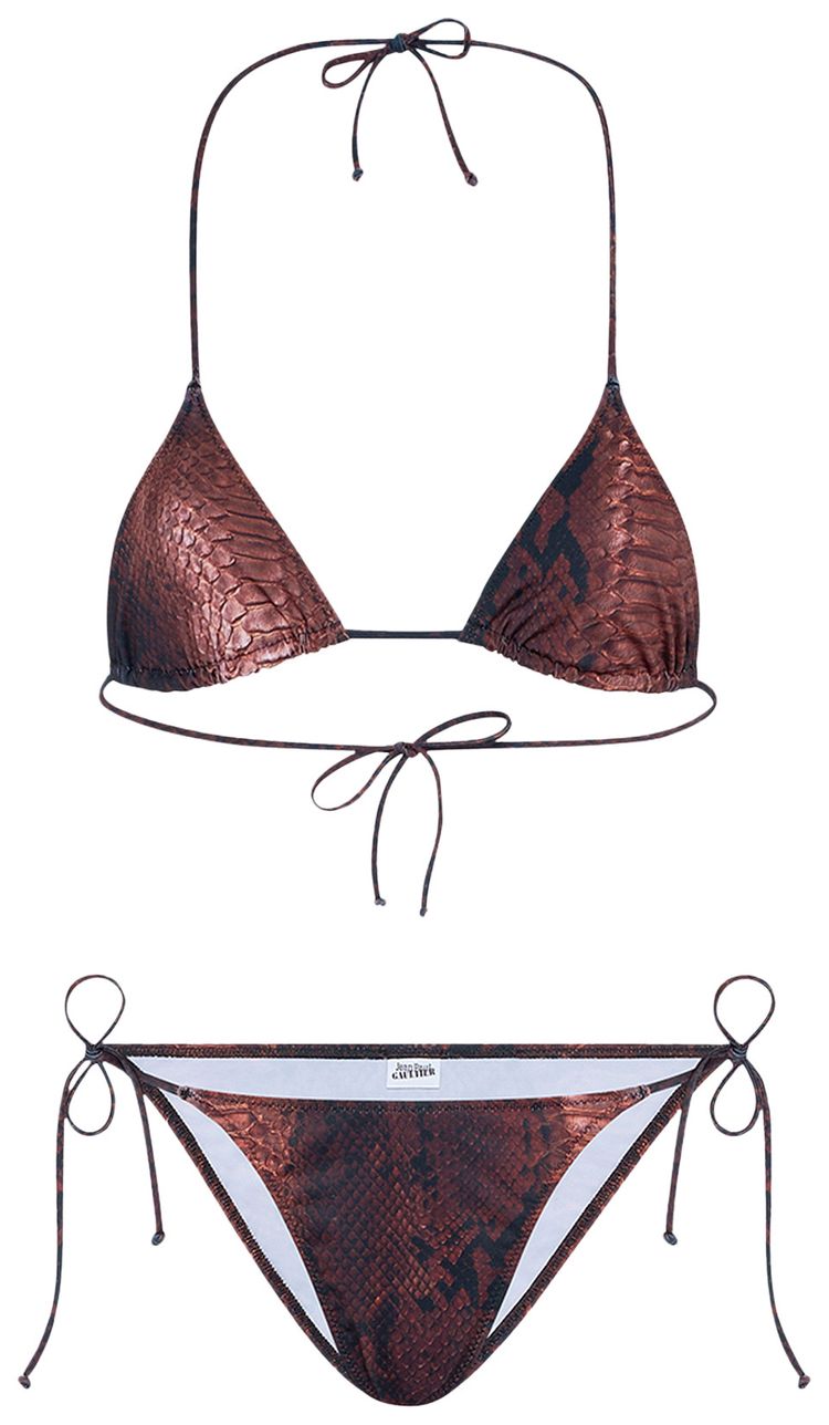 Jean Paul Gaultier Bikini Set Printed Python BrownBlack